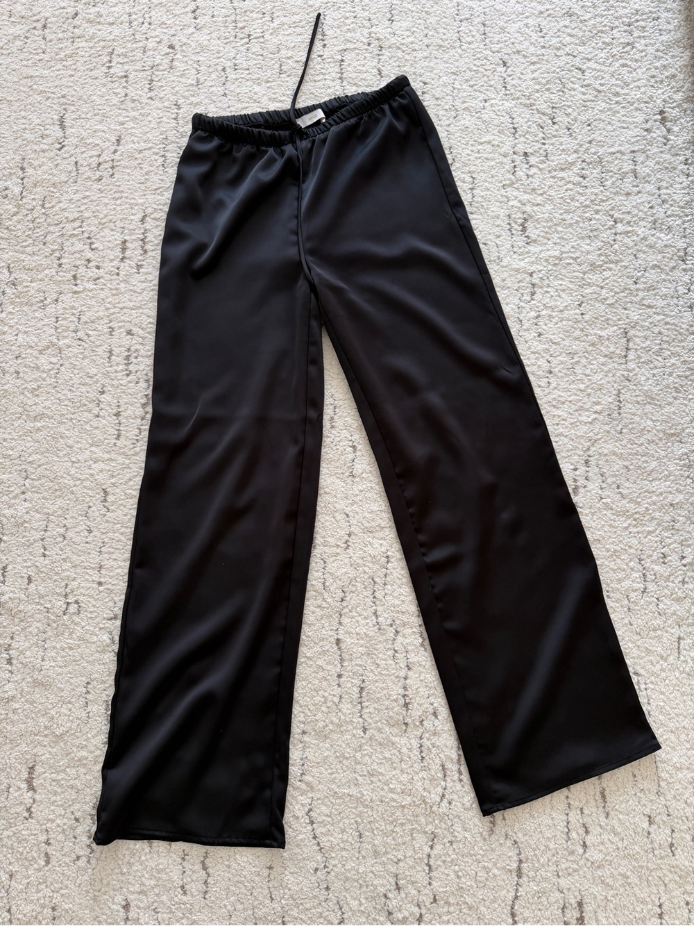 Mango Black Wide-Leg Drawstring Trousers